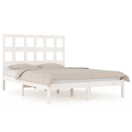 Cadre de lit sans matelas blanc 120x200 cm bois de pin massif