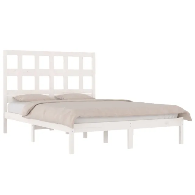 Cadre de lit sans matelas blanc 160x200 cm bois de pin massif