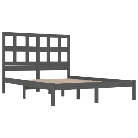 Cadre de lit sans matelas gris 200x200 cm bois massif de pin