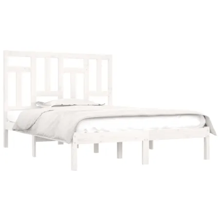 Cadre de lit sans matelas blanc 140x190 cm bois de pin massif