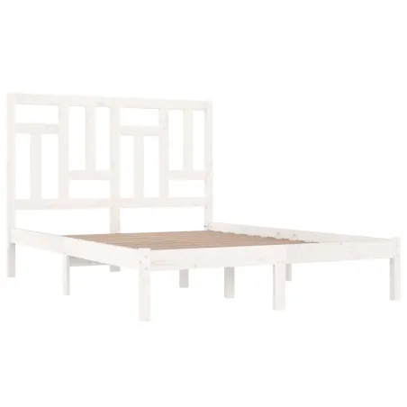 Cadre de lit sans matelas blanc 140x190 cm bois de pin massif
