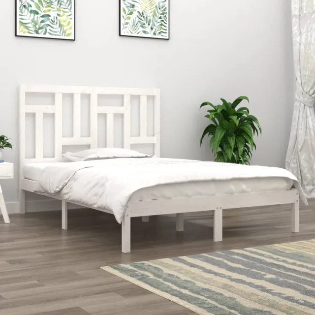 Cadre de lit sans matelas blanc 120x200 cm bois de pin massif