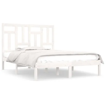 Cadre de lit sans matelas blanc 200x200 cm bois massif de pin 2