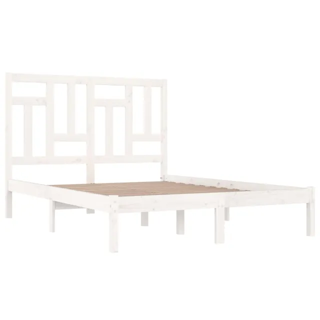 Cadre de lit sans matelas blanc 200x200 cm bois massif de pin