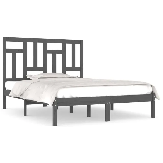 Cadre de lit sans matelas gris 200x200 cm bois massif de pin