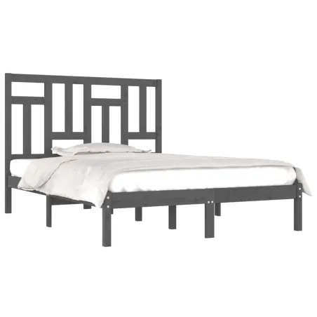 Cadre de lit sans matelas gris 200x200 cm bois massif de pin