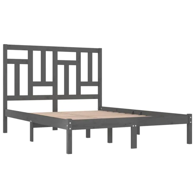 Cadre de lit sans matelas gris 200x200 cm bois massif de pin