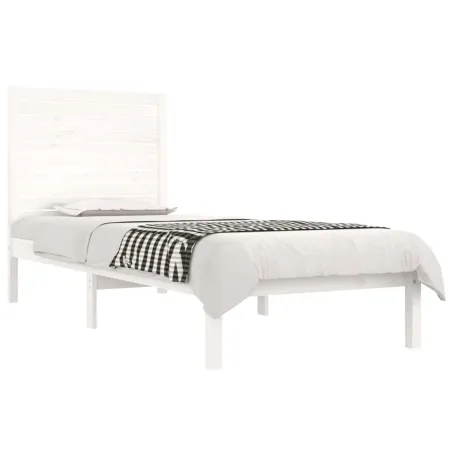 Cadre de lit sans matelas blanc 75x190 cm bois massif