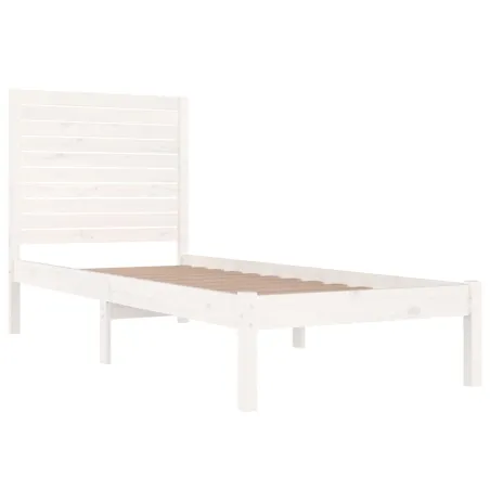 Cadre de lit sans matelas blanc 75x190 cm bois massif