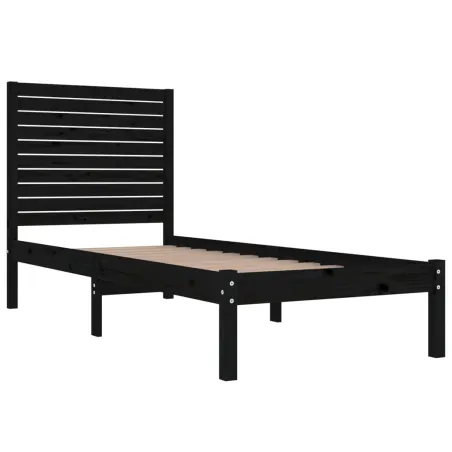 Cadre de lit sans matelas noir 75x190 cm bois massif