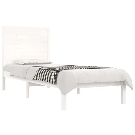 Cadre de lit sans matelas blanc 90x190 cm bois massif