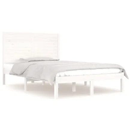 Cadre de lit sans matelas blanc 120x190 cm bois massif 2