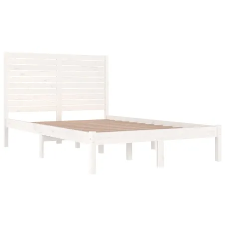 Cadre de lit sans matelas blanc 120x190 cm bois massif