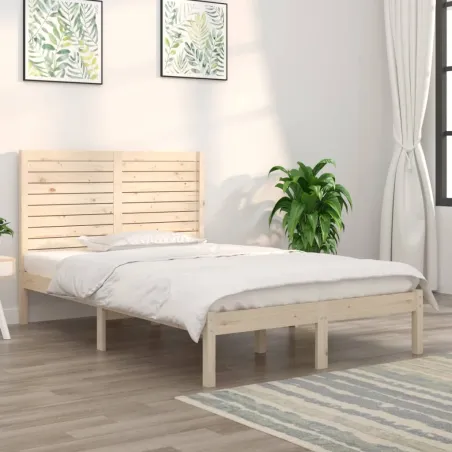 Cadre de lit sans matelas 135x190 cm bois massif