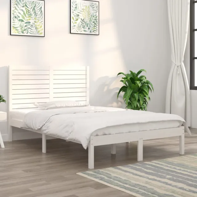 Cadre de lit sans matelas blanc 135x190 cm bois massif