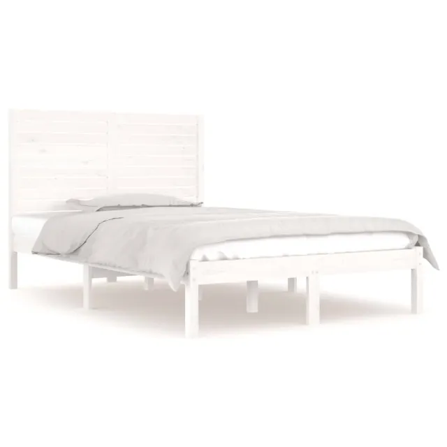 Cadre de lit sans matelas blanc 135x190 cm bois massif