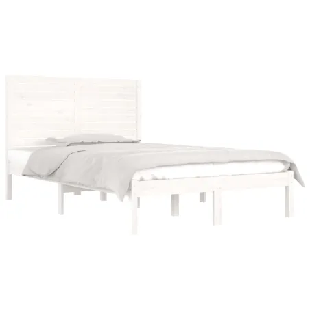 Cadre de lit sans matelas blanc 135x190 cm bois massif