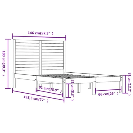 Cadre de lit sans matelas 140x190 cm bois massif