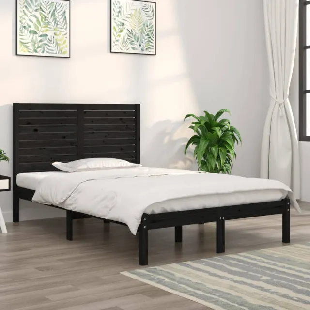 Cadre de lit sans matelas noir 140x190 cm bois massif