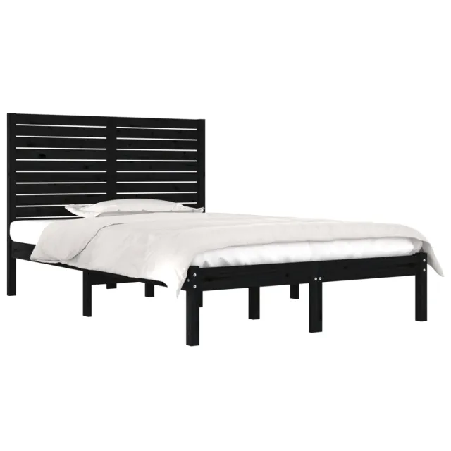 Cadre de lit sans matelas noir 140x190 cm bois massif