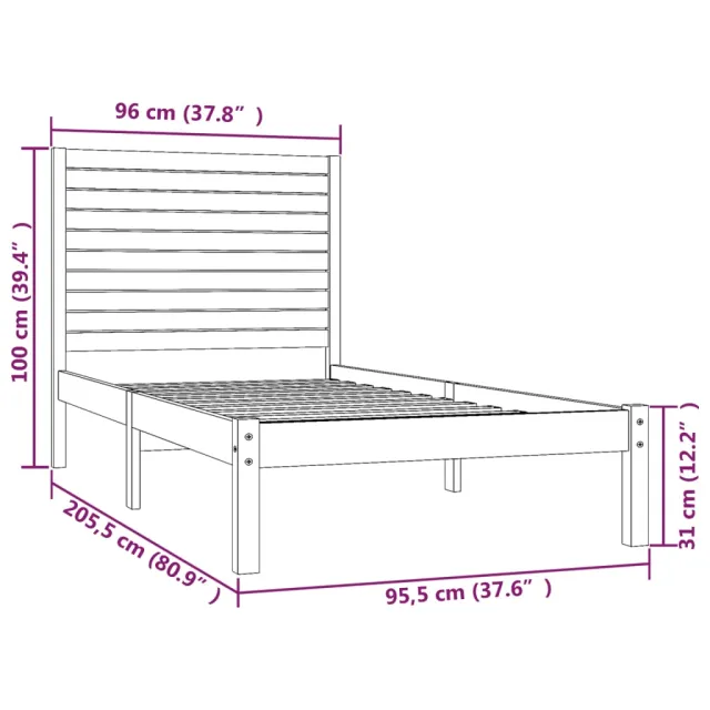 Cadre de lit sans matelas 90x200 cm bois massif
