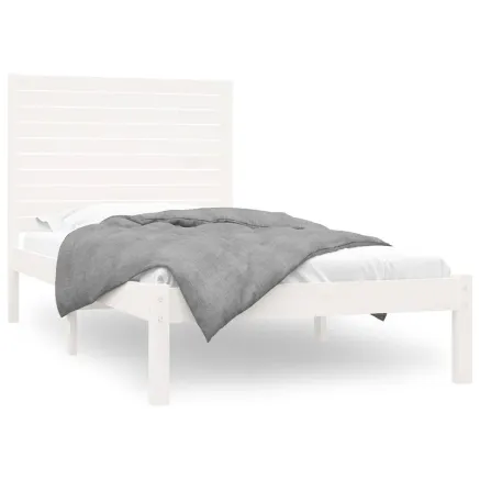 Cadre de lit sans matelas blanc 90x200 cm bois massif 2