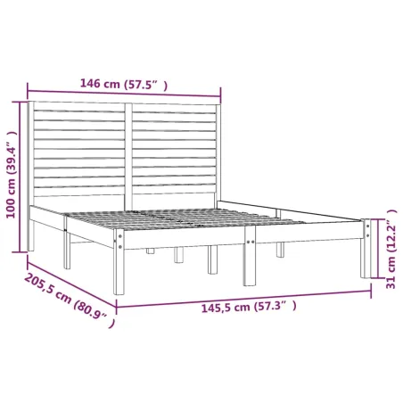 Cadre de lit sans matelas blanc 140x200 cm bois massif