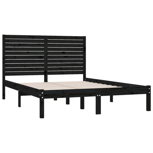 Cadre de lit sans matelas noir 150x200 cm bois massif