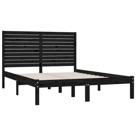 Cadre de lit sans matelas noir 150x200 cm bois massif