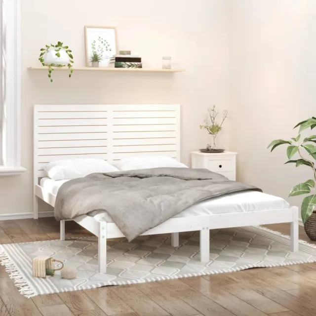Cadre de lit sans matelas blanc 160x200 cm bois massif