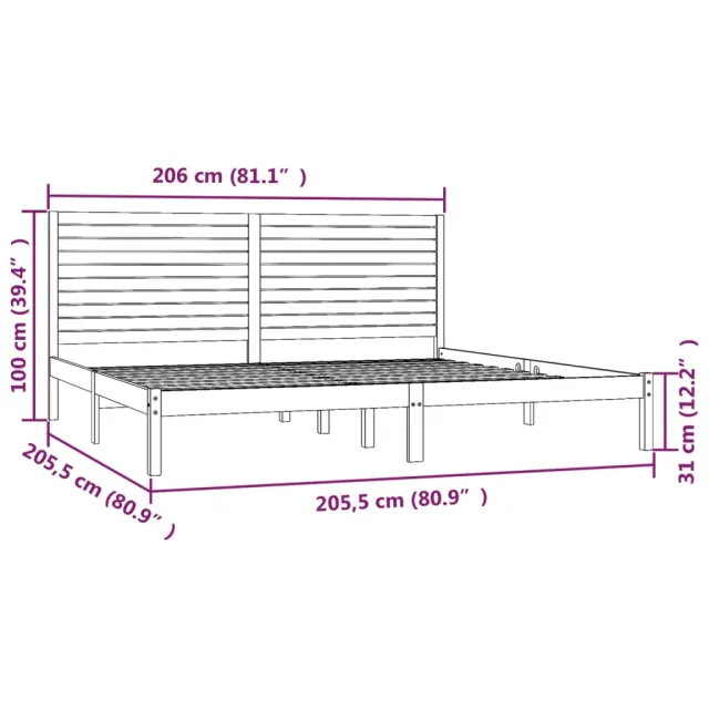 Cadre de lit sans matelas 200x200 cm bois massif