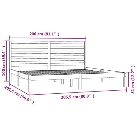Cadre de lit sans matelas 200x200 cm bois massif