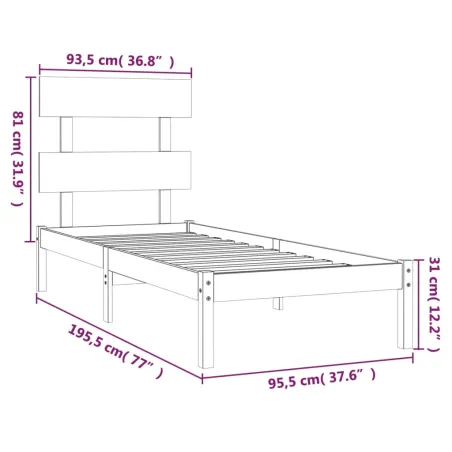 Cadre de lit sans matelas 90x190 cm bois massif