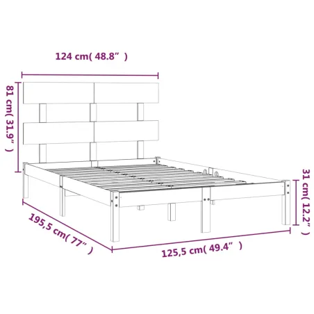Cadre de lit sans matelas 120x190 cm bois massif