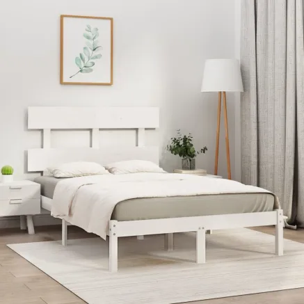 Cadre de lit sans matelas blanc 120x190 cm bois massif