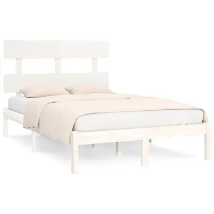 Cadre de lit sans matelas blanc 120x190 cm bois massif 2