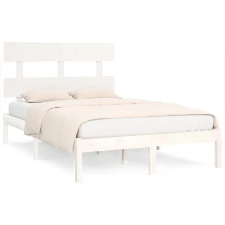 Cadre de lit sans matelas blanc 120x190 cm bois massif