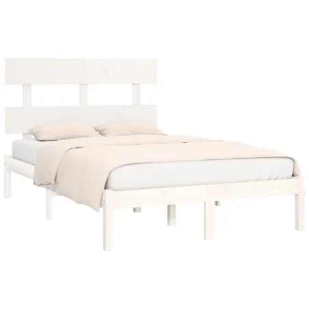 Cadre de lit sans matelas blanc 120x190 cm bois massif