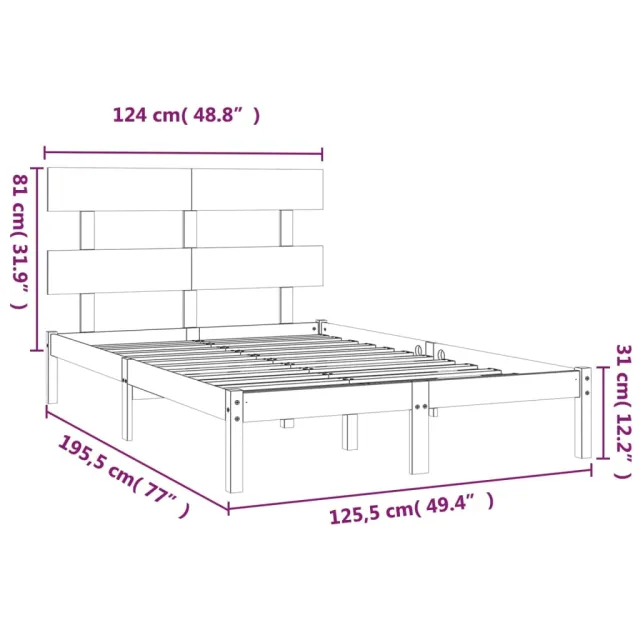 Cadre de lit sans matelas blanc 120x190 cm bois massif