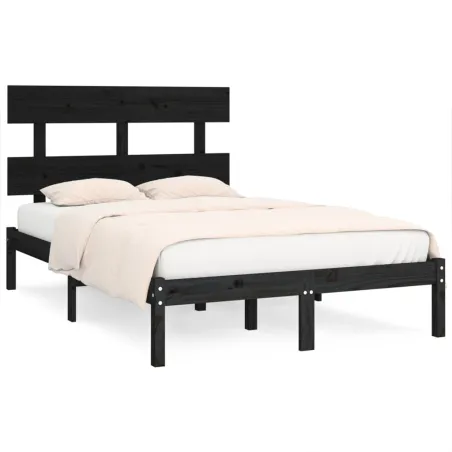 Cadre de lit sans matelas noir 140x190 cm bois massif