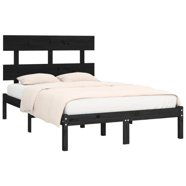 Cadre de lit sans matelas noir 140x190 cm bois massif