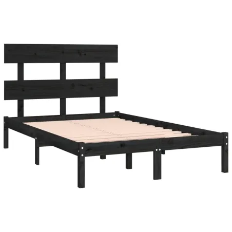 Cadre de lit sans matelas noir 140x190 cm bois massif