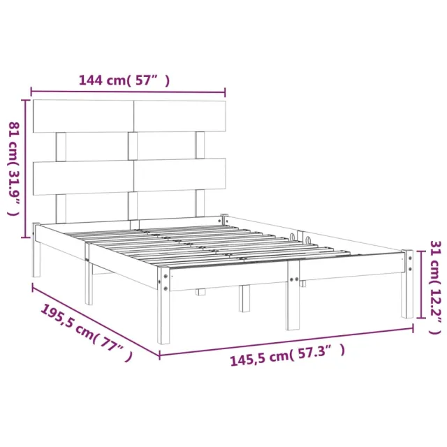 Cadre de lit sans matelas noir 140x190 cm bois massif
