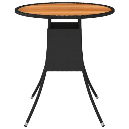 Table à dîner de jardin Noir Ø 70 cm Résine tressée et acacia 2