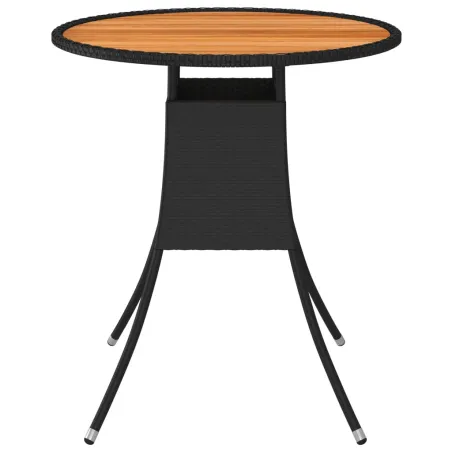 Table à dîner de jardin Noir Ø 70 cm Résine tressée et acacia