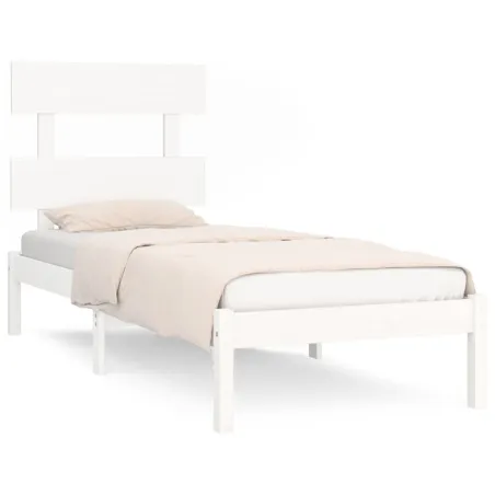 Cadre de lit sans matelas blanc 100x200 cm bois massif