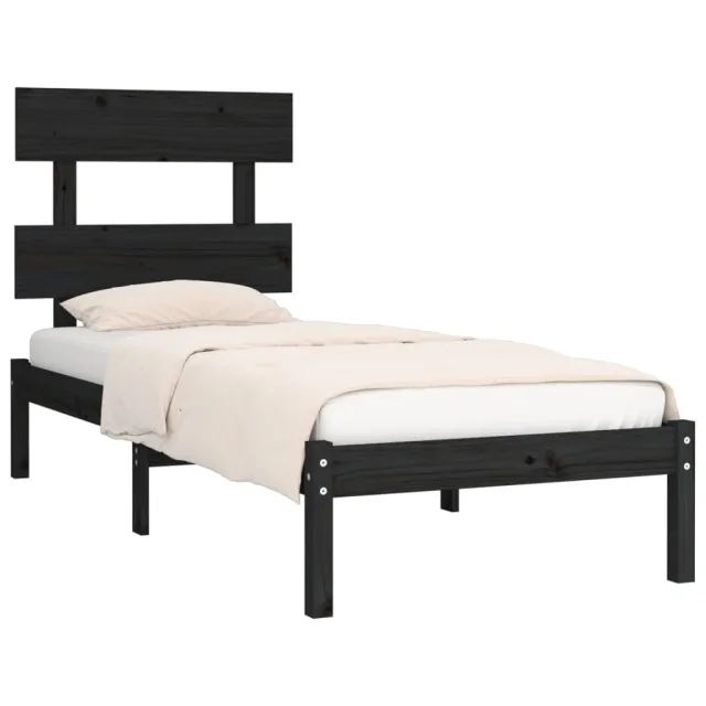 Cadre de lit sans matelas noir 100x200 cm bois massif
