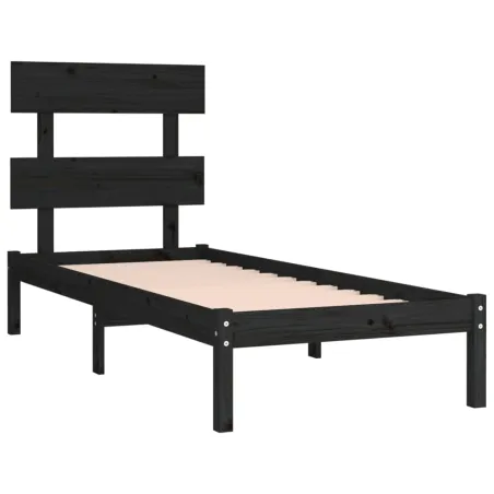 Cadre de lit sans matelas noir 100x200 cm bois massif