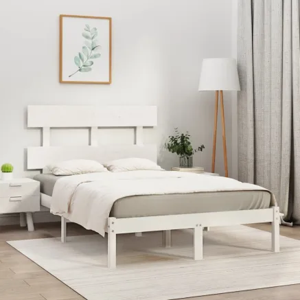 Cadre de lit sans matelas blanc 120x200 cm bois massif