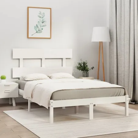 Cadre de lit sans matelas blanc 120x200 cm bois massif